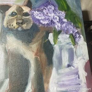 Floral Cat Art Painting
